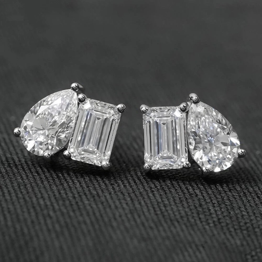 Emerald & Pear Moissanite Earrings