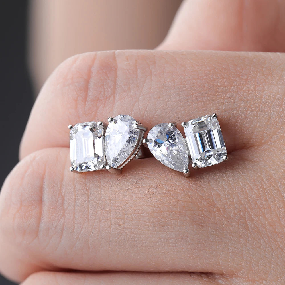 Emerald & Pear Moissanite Earrings