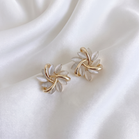 White Opal Floral Earrings