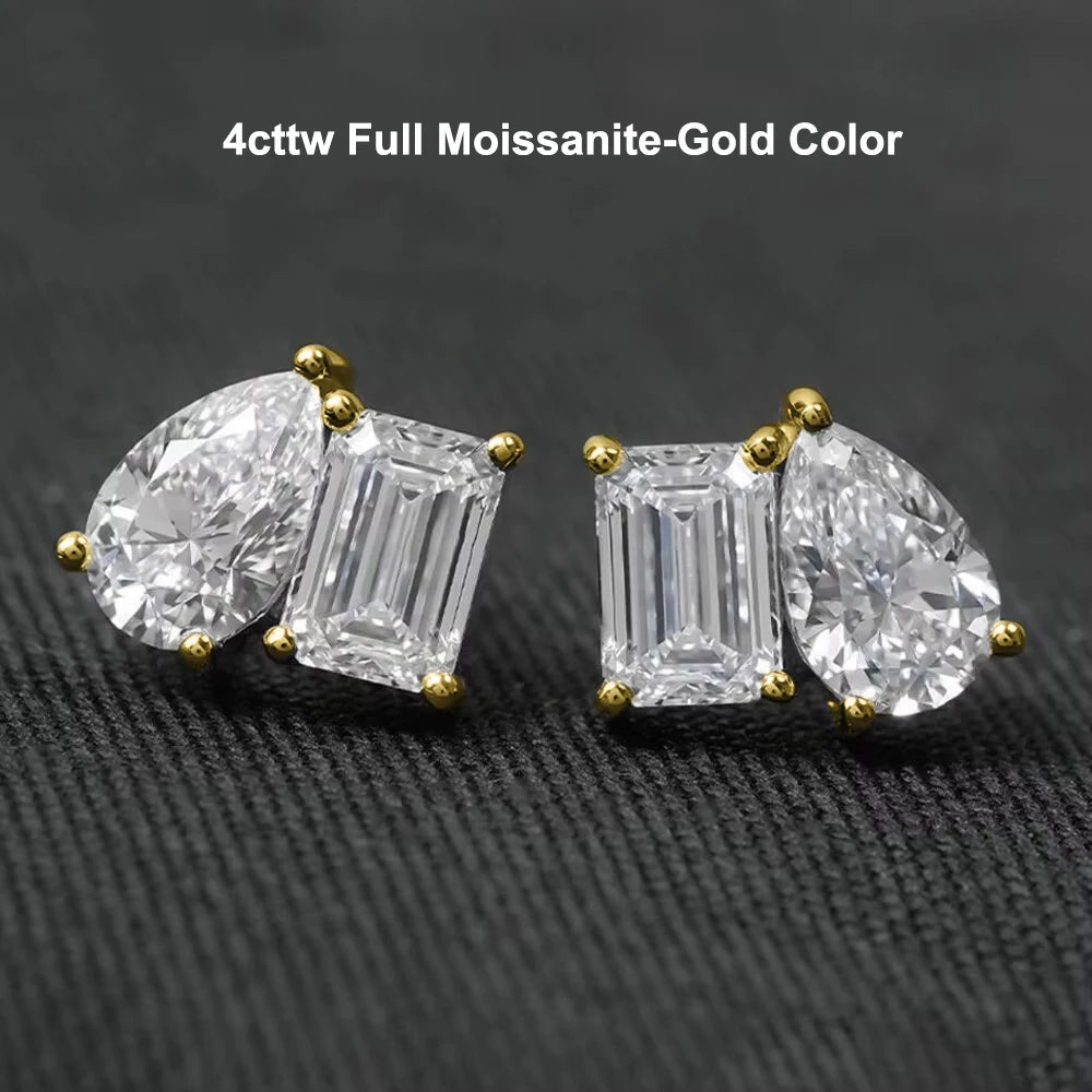 Emerald & Pear Moissanite Earrings